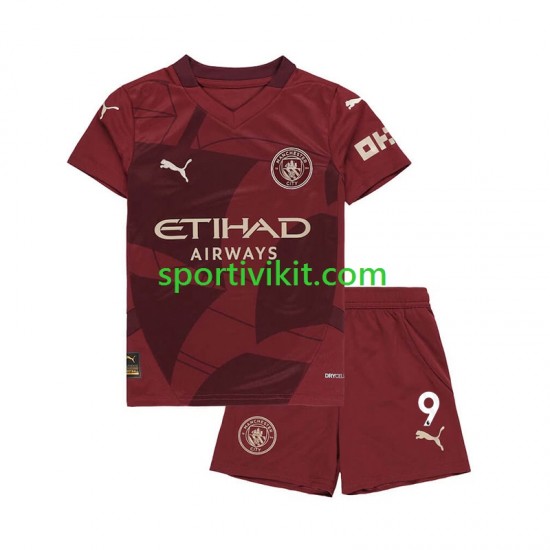 Completo da calcio Bambini Manchester City Erling Haaland 9 Maglia Terza 2024-2025 Manica Corta