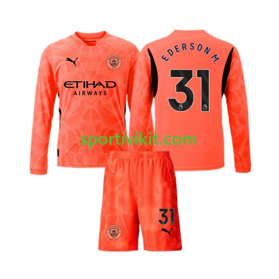 Completo da calcio Bambini Manchester City Portiere Ederson Moraes 31 Maglia Seconda 2024-2025 Manica Lunga Completo da calcio Bambini Manchester City Portiere Ederson Moraes 31 Maglia Seconda 2024-2025 Manica Lunga