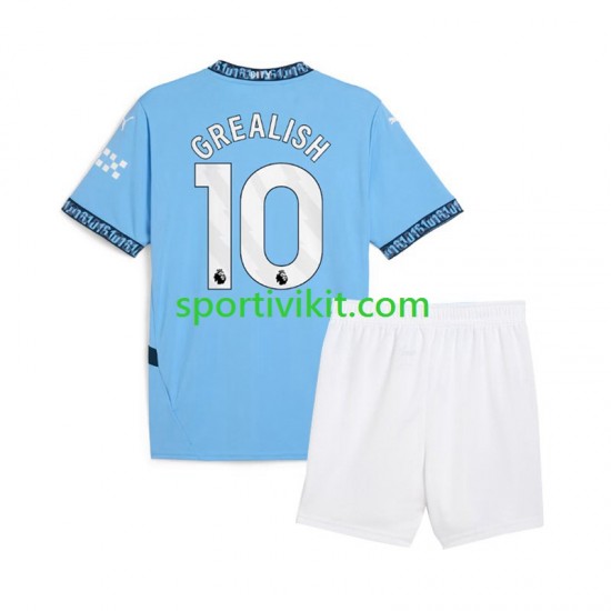Completo da calcio Bambini Manchester City Jack Grealish 10 Blu Maglia Prima 2024-2025 Manica Corta Completo da calcio Bambini Manchester City Jack Grealish 10 Blu Maglia Prima 2024-2025 Manica Corta