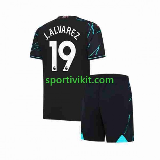 Completo da calcio Bambini Manchester City Julian Alvarez 19 Maglia Terza 2023-2024 Manica Corta