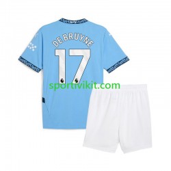 Completo da calcio Bambini Manchester City Kevin De Bruyne 17 Blu Maglia Prima 2024-2025 Manica Corta