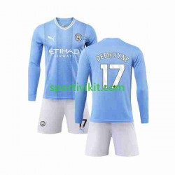 Completo da calcio Bambini Manchester City Kevin De Bruyne 17 Maglia Prima 2023-2024 Manica Lunga