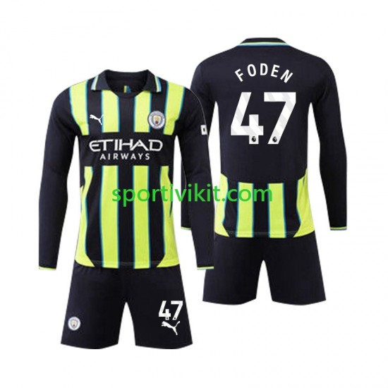 Completo da calcio Bambini Manchester City Phil Foden 47 Maglia Seconda 2024-2025 Manica Lunga Completo da calcio Bambini Manchester City Phil Foden 47 Maglia Seconda 2024-2025 Manica Lunga