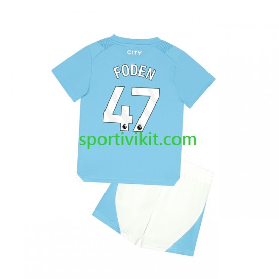 Completo da calcio Bambini Manchester City Phil Foden 47 Maglia Prima 2023-2024 Manica Corta