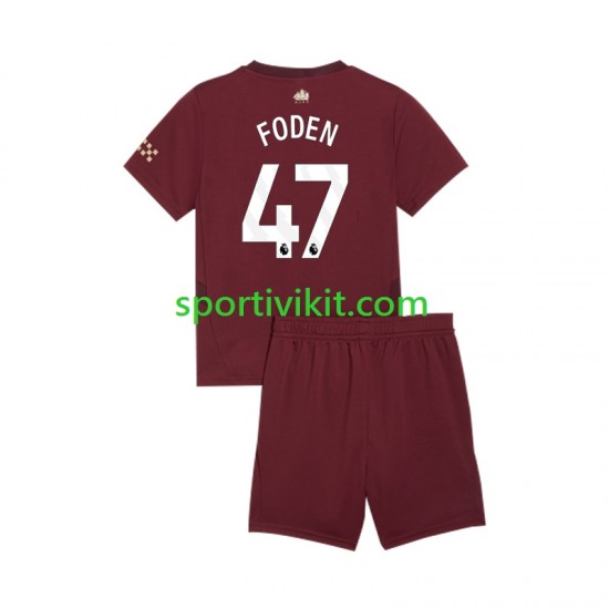 Completo da calcio Bambini Manchester City Phil Foden 47 Maglia Terza 2024-2025 Manica Corta Completo da calcio Bambini Manchester City Phil Foden 47 Maglia Terza 2024-2025 Manica Corta