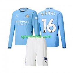 Completo da calcio Bambini Manchester City Rodri 16 Maglia Prima 2024-2025 Manica Lunga