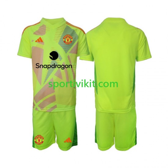 Completo da calcio Bambini Manchester United Portiere Maglia Seconda 2024-2025 Manica Corta Completo da calcio Bambini Manchester United Portiere Maglia Seconda 2024-2025 Manica Corta