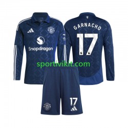 Completo da calcio Bambini Manchester United Alejandro Garnacho 17 Maglia Seconda 2024-2025 Manica Lunga
