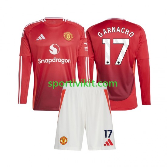 Completo da calcio Bambini Manchester United Alejandro Garnacho 17 Maglia Prima 2024-2025 Manica Lunga Completo da calcio Bambini Manchester United Alejandro Garnacho 17 Maglia Prima 2024-2025 Manica Lunga