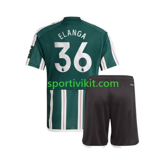 Completo da calcio Bambini Manchester United Anthony Elanga 36 Maglia Seconda 2023-2024 Manica Corta