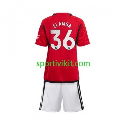 Completo da calcio Bambini Manchester United Anthony Elanga 36 Maglia Prima 2023-2024 Manica Corta