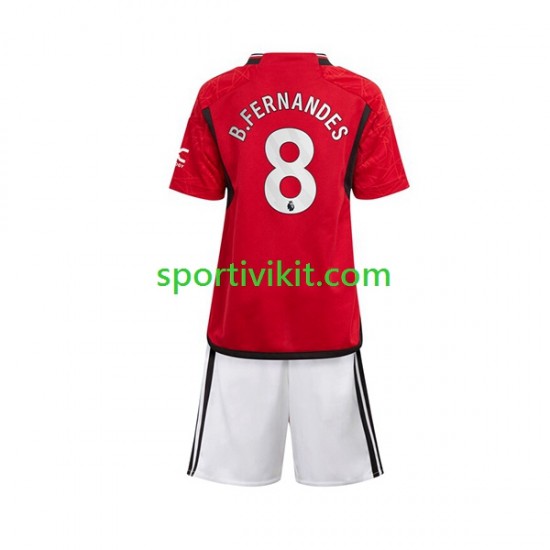 Completo da calcio Bambini Manchester United B Fernandes 8 Maglia Prima 2023-2024 Manica Corta Completo da calcio Bambini Manchester United B Fernandes 8 Maglia Prima 2023-2024 Manica Corta