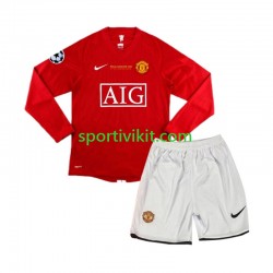 Completo da calcio Bambini Manchester United Champion League Retro 2007 Maglia Prima Manica Lunga