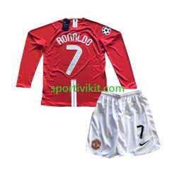 Completo da calcio Bambini Manchester United Cristiano Ronaldo 7 Champion League Retro 2007 Maglia Prima Manica Lunga