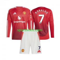Completo da calcio Bambini Manchester United Cristiano Ronaldo 7 Maglia Prima 2024-2025 Manica Lunga