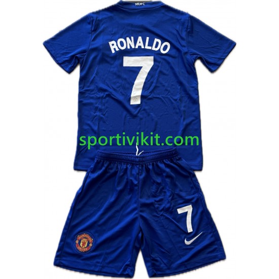 Completo da calcio Bambini Manchester United Cristiano Ronaldo 7 Retro 2008-2009 Maglia Terza Manica Corta