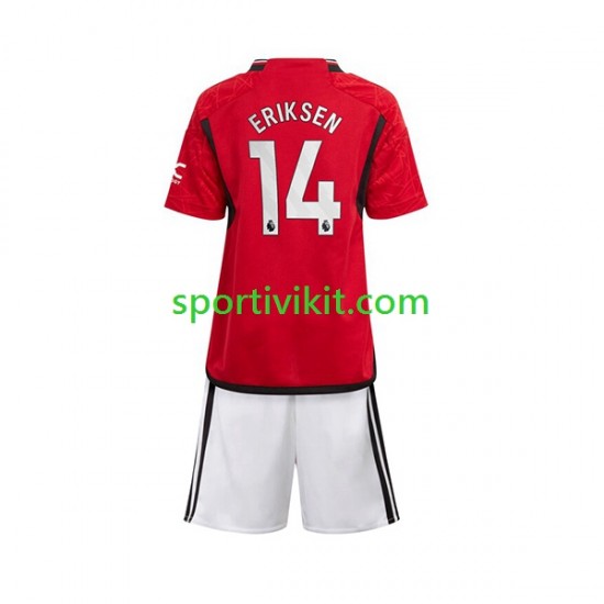 Completo da calcio Bambini Manchester United Eriksen 14 Maglia Prima 2023-2024 Manica Corta