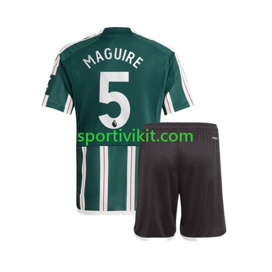 Completo da calcio Bambini Manchester United Harry Maguire 5 Maglia Seconda 2023-2024 Manica Corta