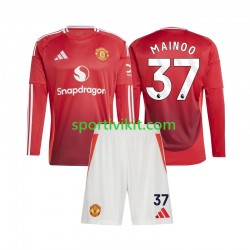 Completo da calcio Bambini Manchester United Kobbie Mainoo 37 Maglia Prima 2024-2025 Manica Lunga