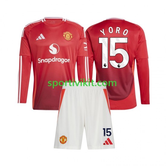 Completo da calcio Bambini Manchester United Leny Yoro 15 Maglia Prima 2024-2025 Manica Lunga Completo da calcio Bambini Manchester United Leny Yoro 15 Maglia Prima 2024-2025 Manica Lunga