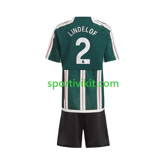 Completo da calcio Bambini Manchester United Lindelof 2 Maglia Seconda 2023-2024 Manica Corta Completo da calcio Bambini Manchester United Lindelof 2 Maglia Seconda 2023-2024 Manica Corta
