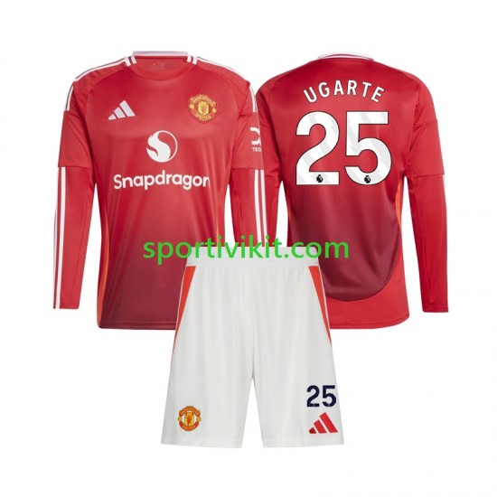 Completo da calcio Bambini Manchester United Manuel Ugarte 25 Maglia Prima 2024-2025 Manica Lunga Completo da calcio Bambini Manchester United Manuel Ugarte 25 Maglia Prima 2024-2025 Manica Lunga