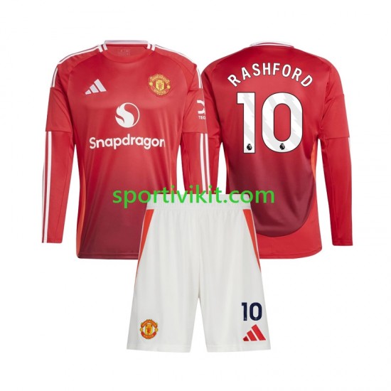 Completo da calcio Bambini Manchester United Marcus Rashford 10 Maglia Prima 2024-2025 Manica Lunga Completo da calcio Bambini Manchester United Marcus Rashford 10 Maglia Prima 2024-2025 Manica Lunga
