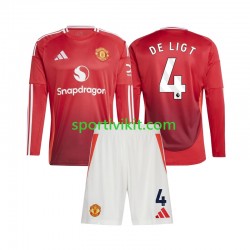 Completo da calcio Bambini Manchester United Matthijs de Ligt 4 Maglia Prima 2024-2025 Manica Lunga
