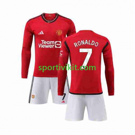Completo da calcio Bambini Manchester United Ronaldo 7 Maglia Prima 2023-2024 Manica Lunga Completo da calcio Bambini Manchester United Ronaldo 7 Maglia Prima 2023-2024 Manica Lunga