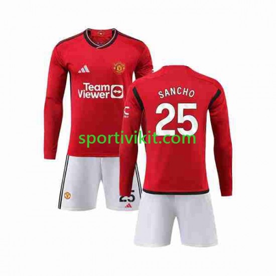 Completo da calcio Bambini Manchester United Sancho 25 Maglia Prima 2023-2024 Manica Lunga Completo da calcio Bambini Manchester United Sancho 25 Maglia Prima 2023-2024 Manica Lunga