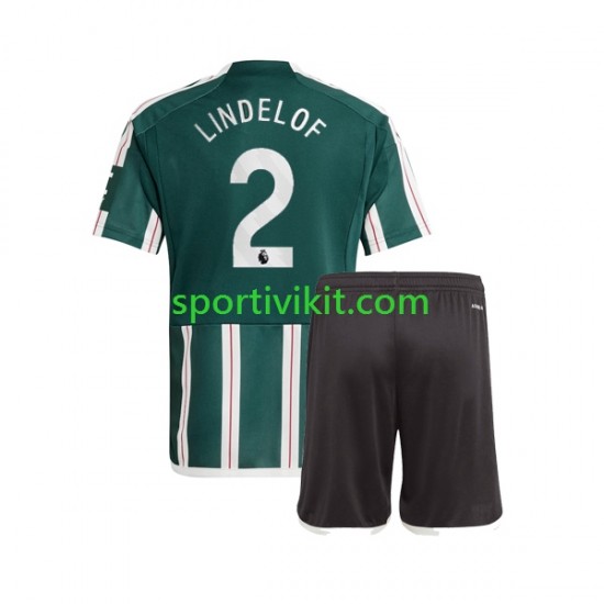 Completo da calcio Bambini Manchester United Victor Lindelof 2 Maglia Seconda 2023-2024 Manica Corta Completo da calcio Bambini Manchester United Victor Lindelof 2 Maglia Seconda 2023-2024 Manica Corta