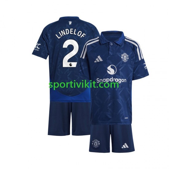 Completo da calcio Bambini Manchester United Victor Lindelof 2 Rosso Maglia Seconda 2024-2025 Manica Corta