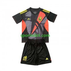 Completo da calcio Bambini Messico Portiere Nero Maglia Prima 2024 Manica Corta