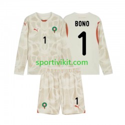 Completo da calcio Bambini Marocco Portiere Yassine Bounou 1 Maglia Seconda 2024 Manica Lunga