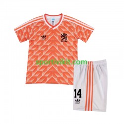 Completo da calcio Bambini Paesi Bassi Cruyff 14 Retro 1988 Maglia Prima Manica Corta