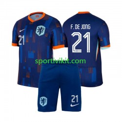 Completo da calcio Bambini Paesi Bassi Frenkie de Jong 21 Maglia Seconda Euro 2024 Manica Corta