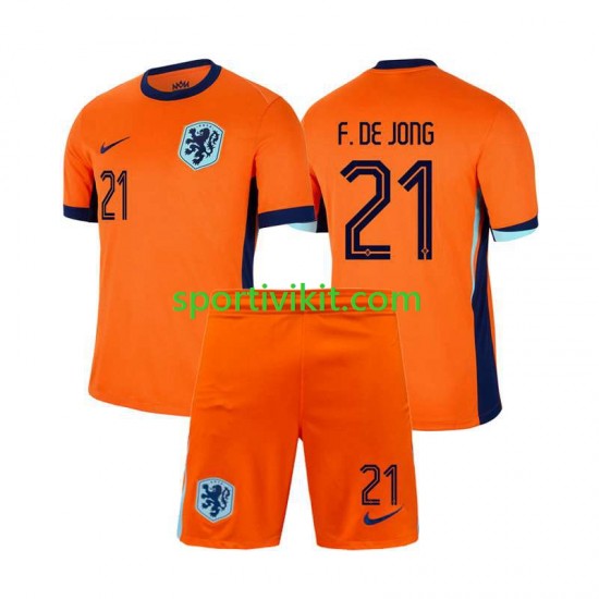 Completo da calcio Bambini Paesi Bassi Frenkie de Jong 21 Maglia Prima Euro 2024 Manica Corta Completo da calcio Bambini Paesi Bassi Frenkie de Jong 21 Maglia Prima Euro 2024 Manica Corta