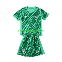 Completo da calcio Bambini Paesi Bassi Portiere Verde Maglia Prima Euro 2024 Manica Corta