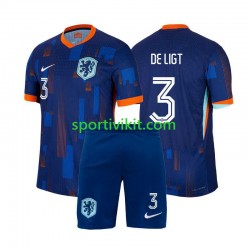 Completo da calcio Bambini Paesi Bassi Matthijs de Ligt 3 Maglia Seconda Euro 2024 Manica Corta