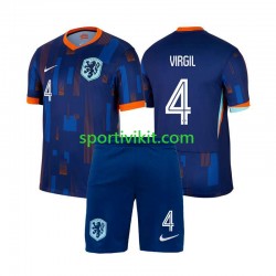 Completo da calcio Bambini Paesi Bassi Virgil van Dijk 4 Maglia Seconda Euro 2024 Manica Corta