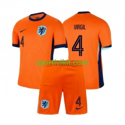 Completo da calcio Bambini Paesi Bassi Virgil van Dijk 4 Maglia Prima Euro 2024 Manica Corta