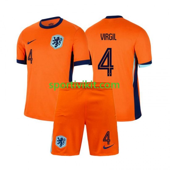Completo da calcio Bambini Paesi Bassi Virgil van Dijk 4 Maglia Prima Euro 2024 Manica Corta Completo da calcio Bambini Paesi Bassi Virgil van Dijk 4 Maglia Prima Euro 2024 Manica Corta