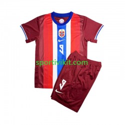Completo da calcio Bambini Norvegia Erling Haaland 9 Rosso Maglia Prima 2024 Manica Corta