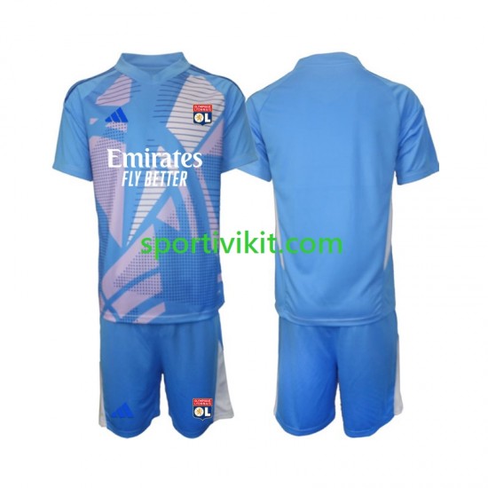 Completo da calcio Bambini Olympique Lyonnais Portiere Blu Maglia Terza 2024-2025 Manica Corta Completo da calcio Bambini Olympique Lyonnais Portiere Blu Maglia Terza 2024-2025 Manica Corta