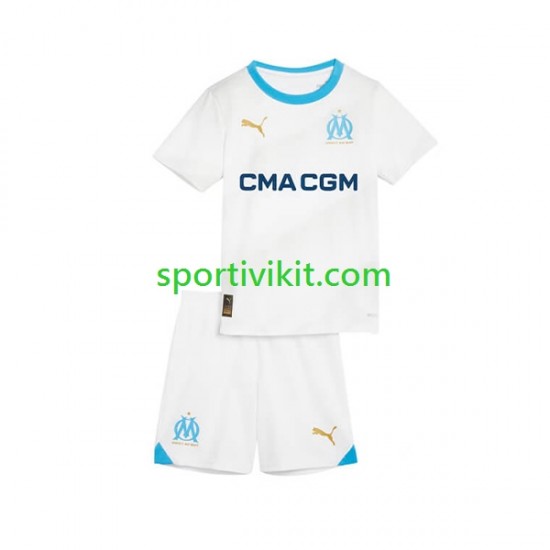 Completo da calcio Bambini Olympique de Marseille Maglia Prima 2023-2024 Manica Corta Completo da calcio Bambini Olympique de Marseille Maglia Prima 2023-2024 Manica Corta
