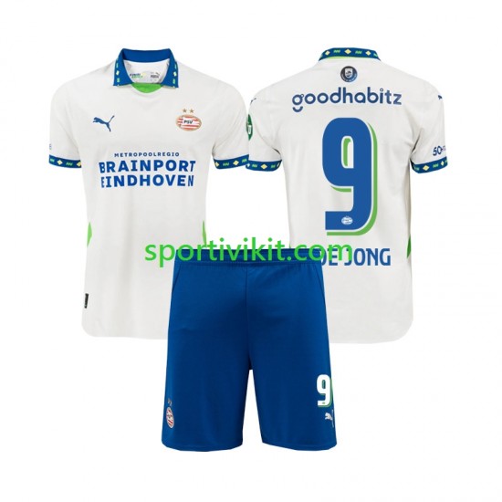 Completo da calcio Bambini PSV Eindhoven DE JONG 9 Maglia Terza 2024-2025 Manica Corta