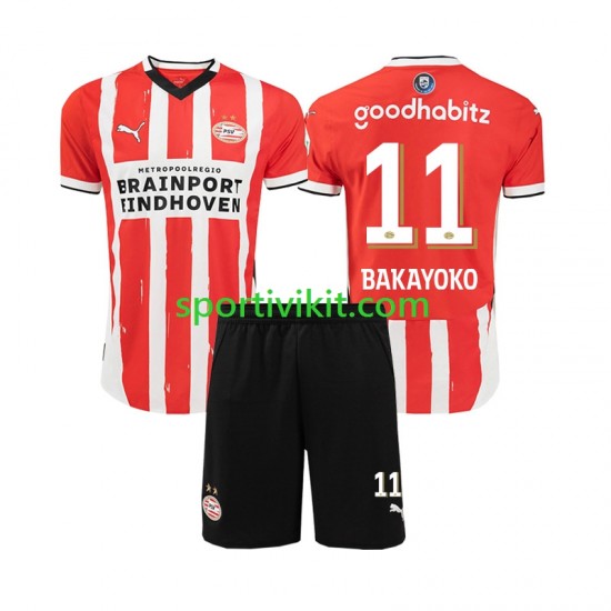 Completo da calcio Bambini PSV Eindhoven Johan Bakayoko 11 Maglia Prima 2024-2025 Manica Corta