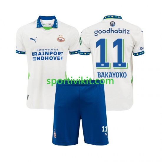 Completo da calcio Bambini PSV Eindhoven Johan Bakayoko 11 Maglia Terza 2024-2025 Manica Corta Completo da calcio Bambini PSV Eindhoven Johan Bakayoko 11 Maglia Terza 2024-2025 Manica Corta
