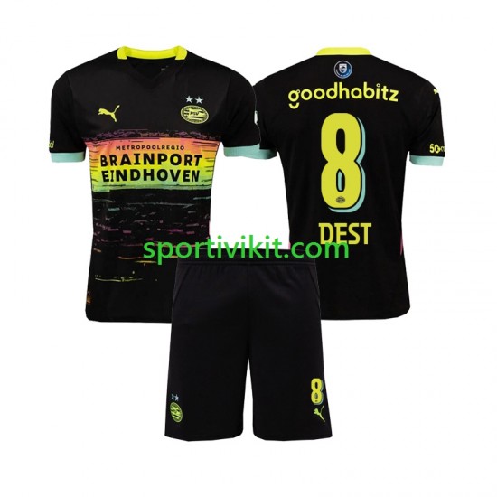 Completo da calcio Bambini PSV Eindhoven Sergino Dest 8 Maglia Seconda 2024-2025 Manica Corta