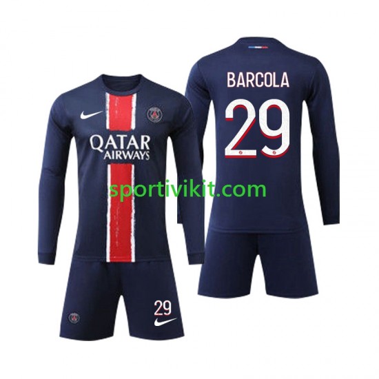 Completo da calcio Bambini Paris Saint-Germain Bradley Barcola 29 Maglia Prima 2024-2025 Manica Lunga Completo da calcio Bambini Paris Saint-Germain Bradley Barcola 29 Maglia Prima 2024-2025 Manica Lunga